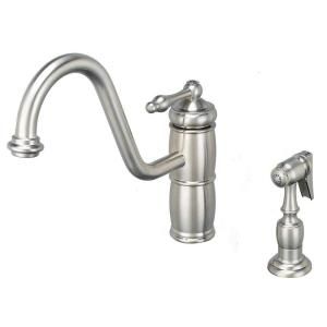 Artisan Premium Single Handle Side Sprayer Kitchen Faucet in Satin Nickel AF 420 SN