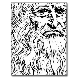 Leonardo da Vinci Line Drawing Post Card