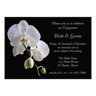 Orchid on Black Engagement Party Invitation
