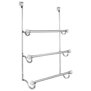 York Over Shower Door Towel Rack 3 in White and Chrome 73410