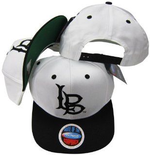 California State University of Long Beach 49ers Logo White/Black Two Tone Plastic Snapback Adjustable Plastic Snap Back Hat / Cap  Sports Fan Baseball Caps  Sports & Outdoors