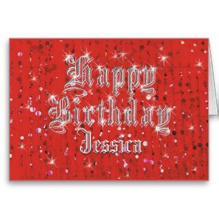 Happy Birthday Bling Red Greeting Card