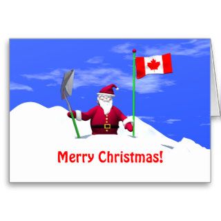 Merry Christmas Santa in Canada Greeting Cards