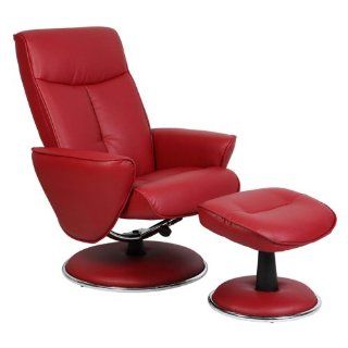 Swivel Recliner and Ottoman Color Red  
