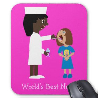 World's Best Nurse Cute Cartoon Nurse & Child Mousepads