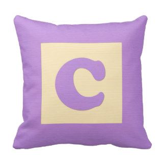 Baby building block throw pIllow letter C (purple)