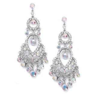 Iridescent Crystal Chandelier Bridal Wedding Earrings Jewelry