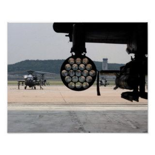 View of AH 64D Apache helicpoter the hanger Posters
