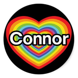 I love Connor rainbow heart Round Stickers
