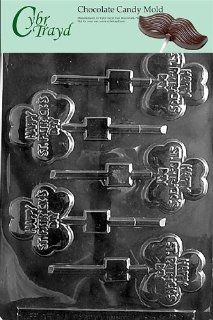 Cybrtrayd P016 Happy St. Patrick's Day Clove Chocolate Candy Mold with Exclusive Cybrtrayd Copyrighted Chocolate Molding Instructions plus Optional Candy Packaging Bundles Candy Making Molds Kitchen & Dining