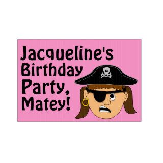 Scowling Pirate Girl Birthday Party Name Yard Sign