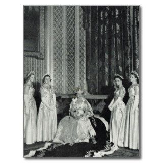 Queen Elizabeth II with her coronation attendants Postcard