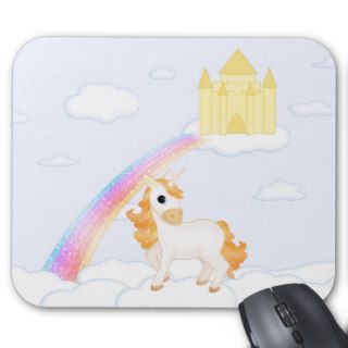 Cute and Pretty Little Cartoon Unicorn & Castle Mouse Pad