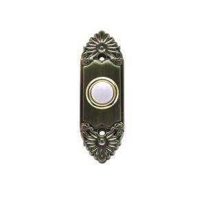 IQ America Wired Lighted Doorbell Push Button   Antique Brass Pocked DP 1210A