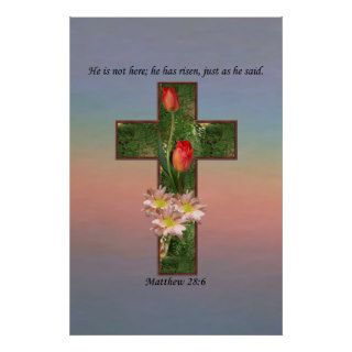 Matthew 286 Flowers On The Cross Posters