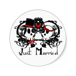 Gothic Skull Just Married Stickers