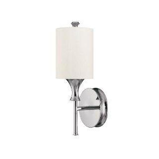 Capital Lighting 1171PN 489 Studio 1 Light Sconce, Polished Nickel with White Fabric Shade   Wall Sconces  