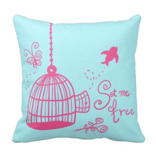 Pink Birdcage Silhouette Pillows