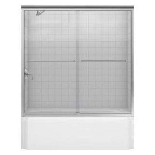 KOHLER Fluence 59 5/8 in. x 58 5/16 in. Frameless Bypass Tub/Shower Door in Brushed Nickel Finish with Clear Glass K 702205 L NX