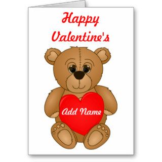 Cute Valentines Teddy Bear with Big Heart Greeting Card