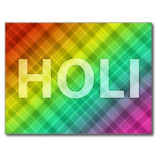 happy holi  festival of color and spring postcards