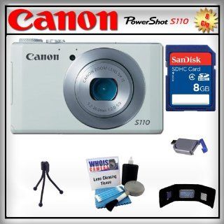 Canon S110 White with WiFi 12.1 MP Kit   8GB SDHC Memory Card   USB Card Reader   Memory Card Wallet   Table Tripod   Delux Lens Cleaning Kit  Digital Slr Camera Bundles  Camera & Photo