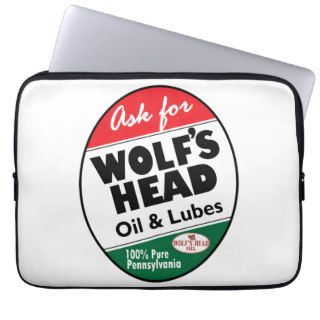 Wolf's Head Motor Oil vintage sign reproduction Laptop Sleeve