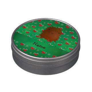 Personalized name bigfoot green candy canes bows jelly belly candy tin