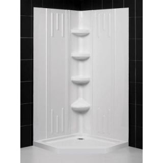 DreamLine QWALL 2 38 in. x 38 in. x 75 5/8 in. Standard Fit Shower Kit in White with Shower Base and Back Wall DL 6139 01