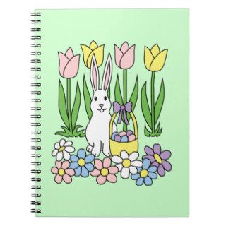 Cartoon Bunny with Flowers Spiral Notebook