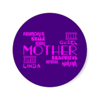 Feminine Chic & Stylish  Beautiful Mothers & Moms Round Sticker