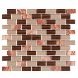 Jeffrey Court Bronze Shell Brick 10.5 in. x 12.5 in. x 8 mm Glass Mosaic Wall Tile 99657