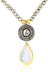 Nava Zahavi Pyrite Diamond and Moonstone Drops Necklace Jewelry