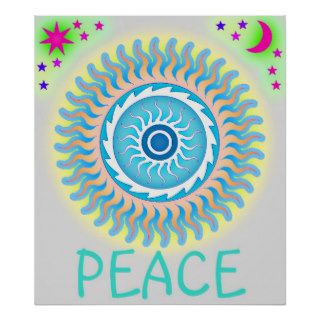 Sun, Moon & Stars Peace Design Poster