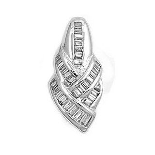 Sterling Silver Free Form Style Teardrop Baguette Cut CZ Pendant Jewelry
