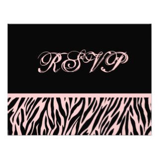 Pink and Black Zebra Print RSVP Wedding Template Personalized Invitations