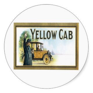 Vintage Yellow Cab Cigar Label Art Round Stickers