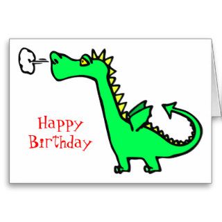 Smoking Dragon Birthday Greeting Cards