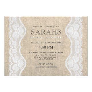 White Lace & Burlap Bridal Shower Party Invite