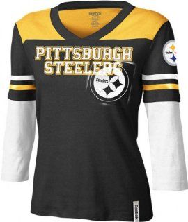 Pittsburgh Steelers Women's Statement 3/4 Sleeve Jersey Tee   Medium  Athletic Jerseys  Sports & Outdoors