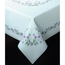 Rhapsody Stamped Oblong Tablecloth For Embroidery 58"X86" Embroidery & Crewel Kits