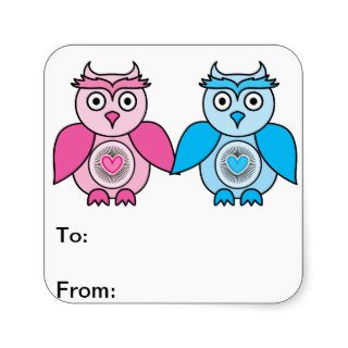 Kawaii Valentines Owls Gift Tags Stickers