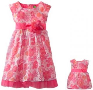 Dollie & Me Girls Floral Capsleeve Special Occasion Dress and Doll Garment, Pink, 6 Clothing