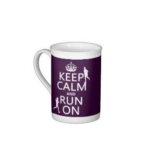Keep Calm and Run On (customizable colors) Porcelain Mugs