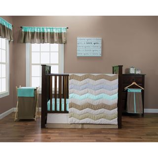 Trend Lab Cocoa Mint Collection 5 piece Crib Bedding Set Trend Lab Bedding Sets