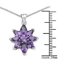 Malaika Sterling Silver Genuine Amethyst Flower Necklace Malaika Gemstone Necklaces