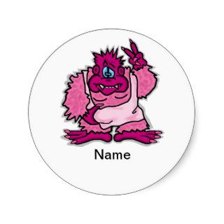 Pink Gorilla Customizeable Stickers or Name Tags