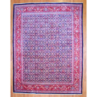 Persian Hand knotted 1960's Mahal Navy/ Red Wool Rug (10'9 x 14') 7x9   10x14 Rugs