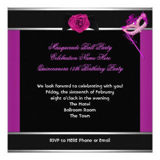 Masquerade Quinceanera Birthday Party Pink Personalized Invitations