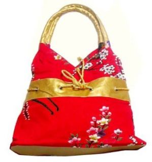 Red Flowered Linen Handbag Clothing